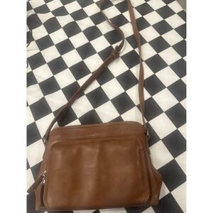 lli New York RFID Brown Genuine Leather Shoulder Crossbody Bag purse handbag